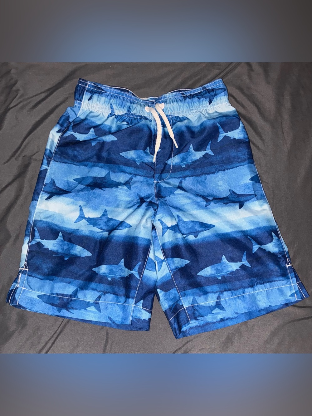 Place Men's Blue Shark-Print Swim Shorts